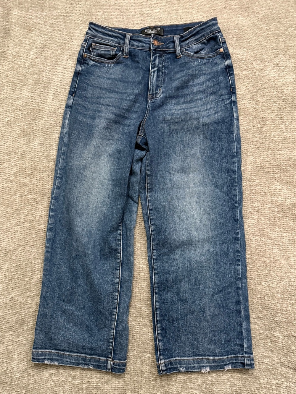 Judy Blue Wide Leg Jeans Size 5/27 Medium Wash High Rise Stretch Denim